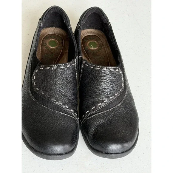 Earth Origins Black Leather Loafers Leona Size 8 M Slip-On Flats Shoes - Picture 5 of 14